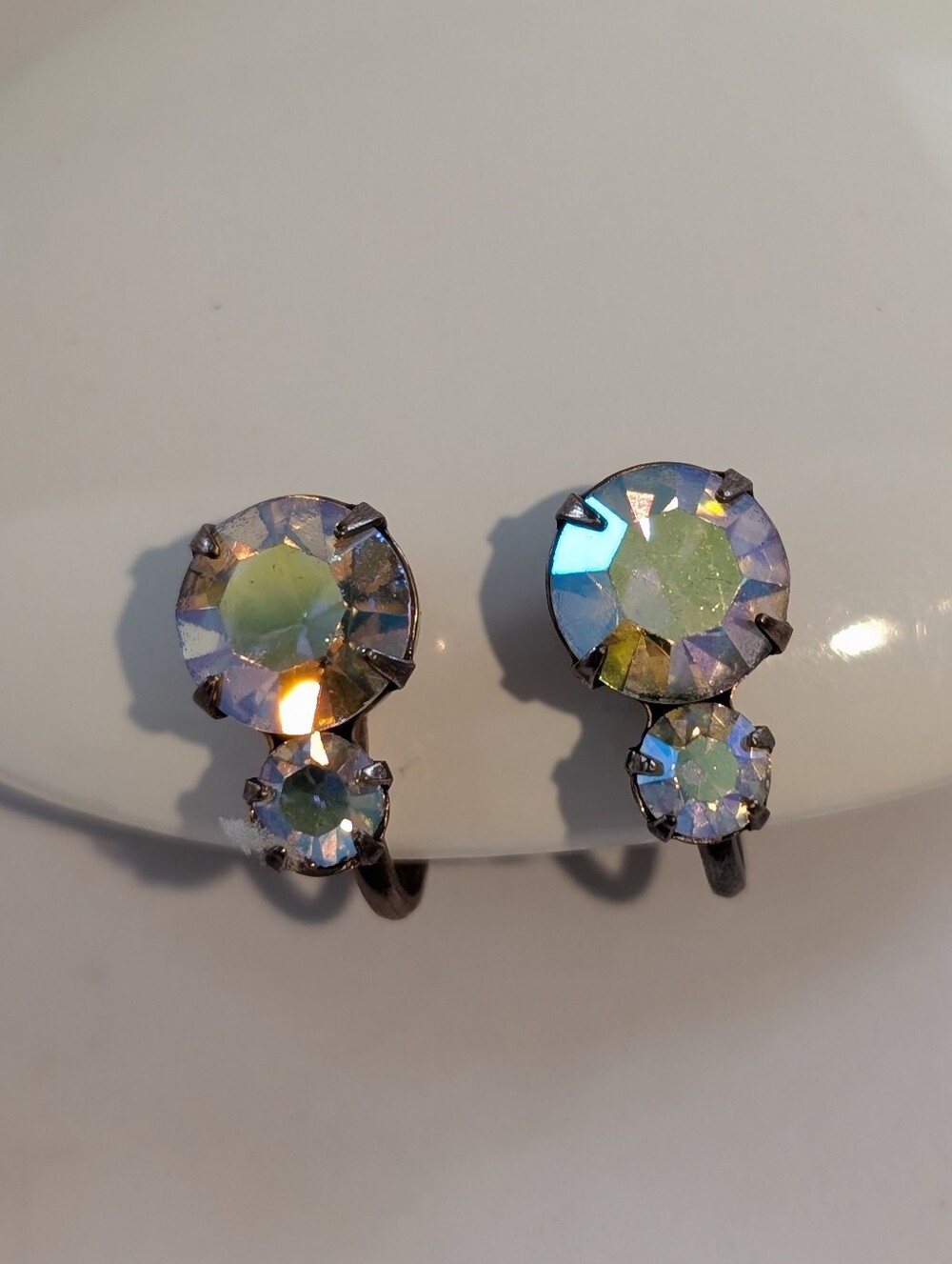 Aurora Crystal Clip-On Earrings - Iridescent Sparkle